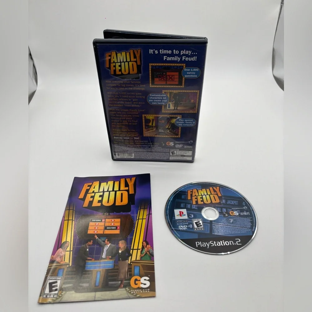 Sony PlayStation 2 Family Feud Game - Black and Purple Case